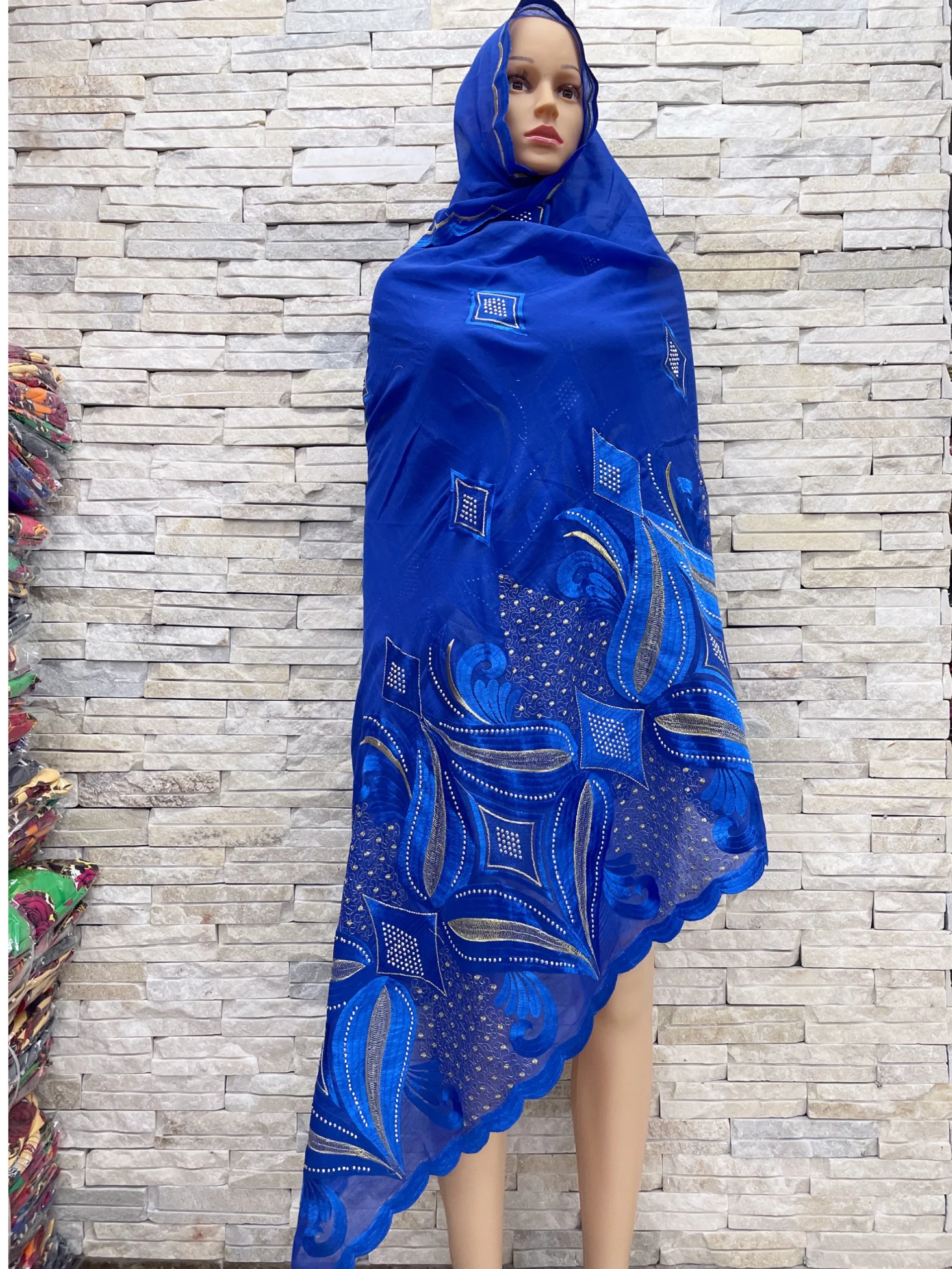 2024 New Dubai Scarf For Muslim Women African Big Cotton Hijab Islam Hijab Pashmina Turban Headscarf Embroidery Shawls