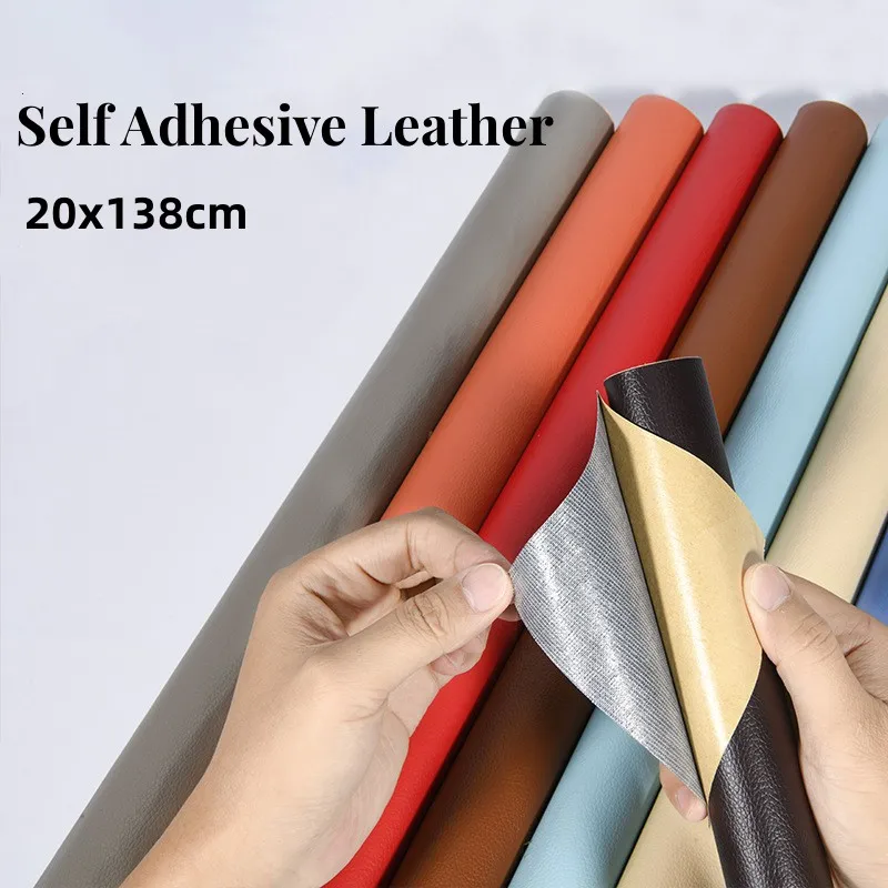 20x138cm Artificial PU Leather Patches Faux Synthetic Leather Fabric Self Adhesive for Sofa Repair Patches Sticky DIY Material