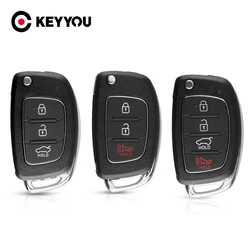 KEYYOU-3/4 버튼 플립 폴딩 원격 키 포브 셸, 현대 HB20 산타페 IX35 i20 IX45 악센트 I30 I40 I45 자동차 키 케이스