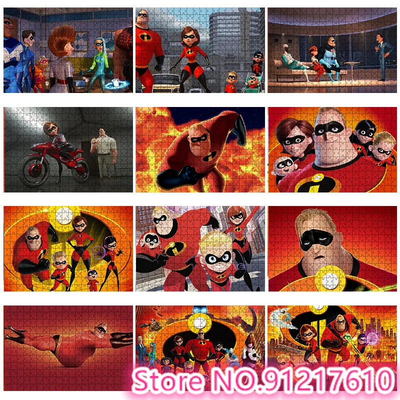 

The Incredibles Cartoon Print 1000 Puzzles Children's Puzzle Anime Brain Burning Home Decor Game Puzzle Holiday Gift