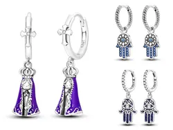 2024 New Sterling Silver S925 Blue Madonna Zircon Earrings And Eardrop Simple Fine Jewelry Women Girls Fashion Party Gift