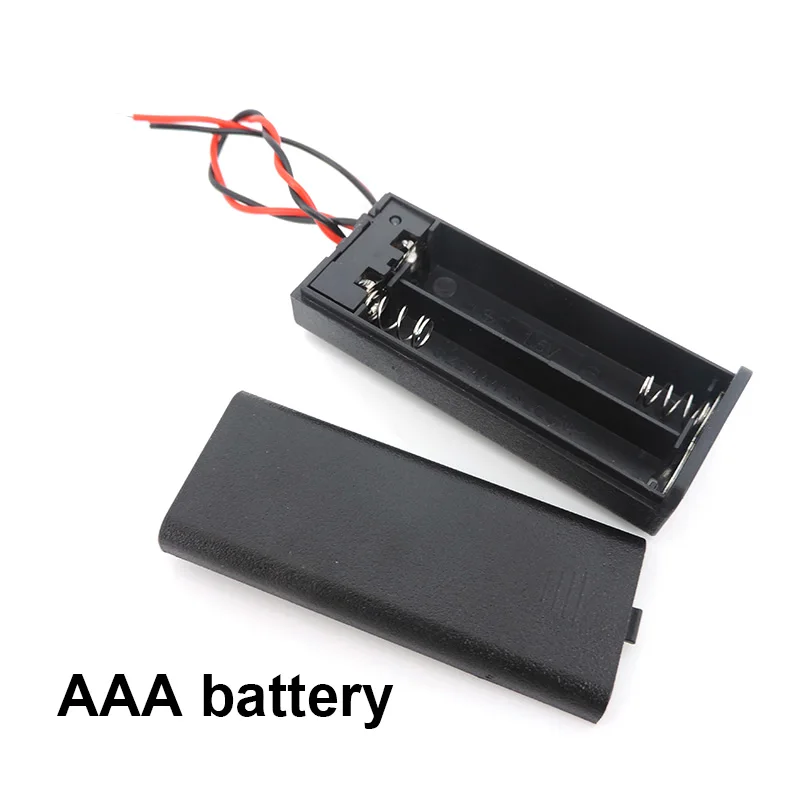 1pcs 5pcs 2 Slot port AAA 2X1.5V 3V  Battery Holder Case Box 2pin dc Leads ON/OFF Switch Cover Standard Battery diy Container