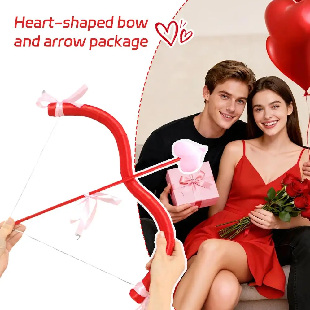 Set de Arco y Flecha de Cupido para el Día de San Valentín, Decoración de Bodas, Accesorios para Fotomatón, Disfraz de Ángel Romántico, Regalos para Fiestas de Disfraces