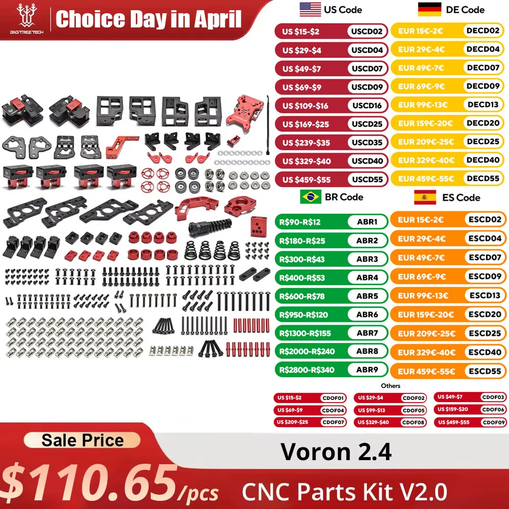 VORON 2.4 zestaw części CNC V2.0 ulepsz szybkobieżną szybkobieżną wyższą wytrzymałość dzięki narzędziu Z napędem AB do złączowej drukarki 3D XYZ