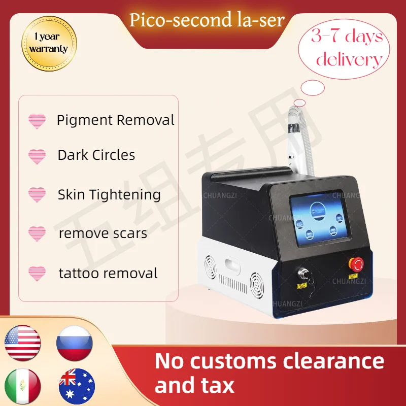 Máquina de eliminación de tatuajes con láser de picosegundo, máquina de eliminación de tatuajes con láser nd yag pico q switch nd yag, máquina de