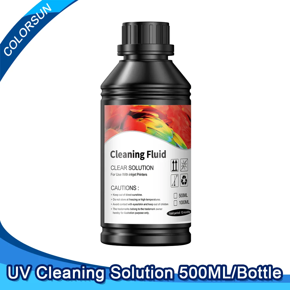 

Colorsun 500ML UV Cleaning Solution Liquid For UV Printer UV Ink Cleaner For R1390 L1800 DX5 4720 I3200 UV Printing Machine