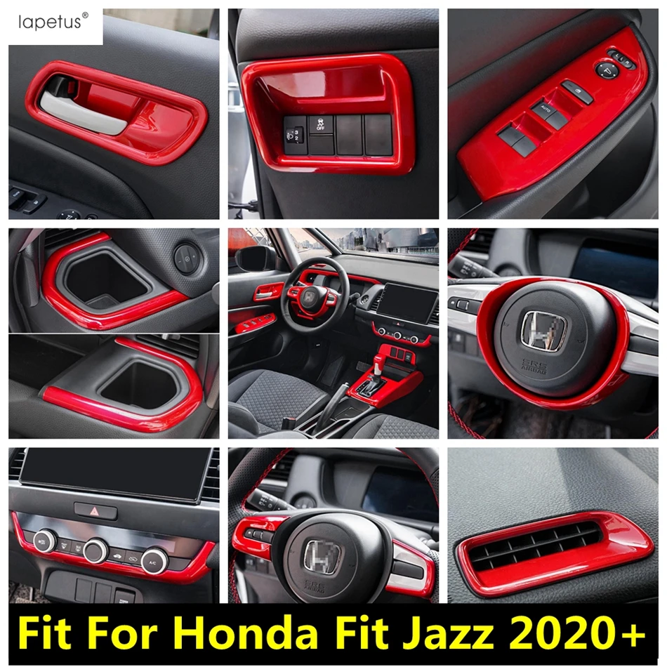 

Red Window Glass Lift Head Light Lamp Storage Box Central AC Air Panel Cover Trim Accessories For Honda Fit Jazz GR 2020 - 2022