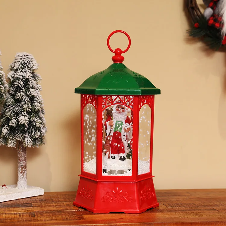 Christmas decorations Classical hexagonal palace lanterns, snowy luminous music, Christmas children's gifts