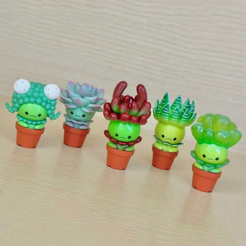 QUALIA Original Kawaii Gashapon Figure Cute Succulent Plants Elf Miniature Pot Cactus Capsule Toys Anime Figurine Doll Gift