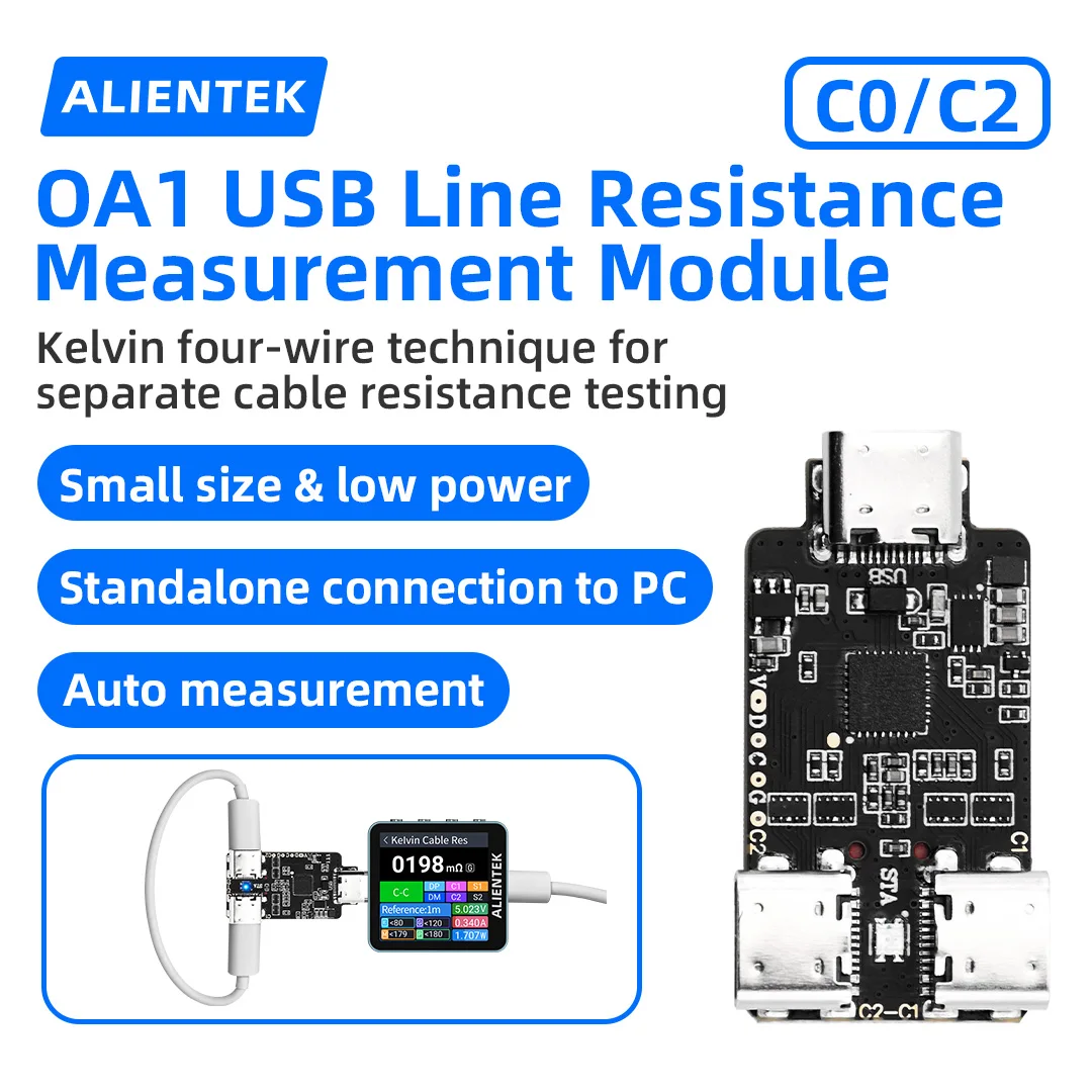 【¥1,068】ALIENTEK OA1 USB 導体抵抗測定モジュール ケルビン4線式による独立した導体抵抗測定対応-アリエク特価アラート