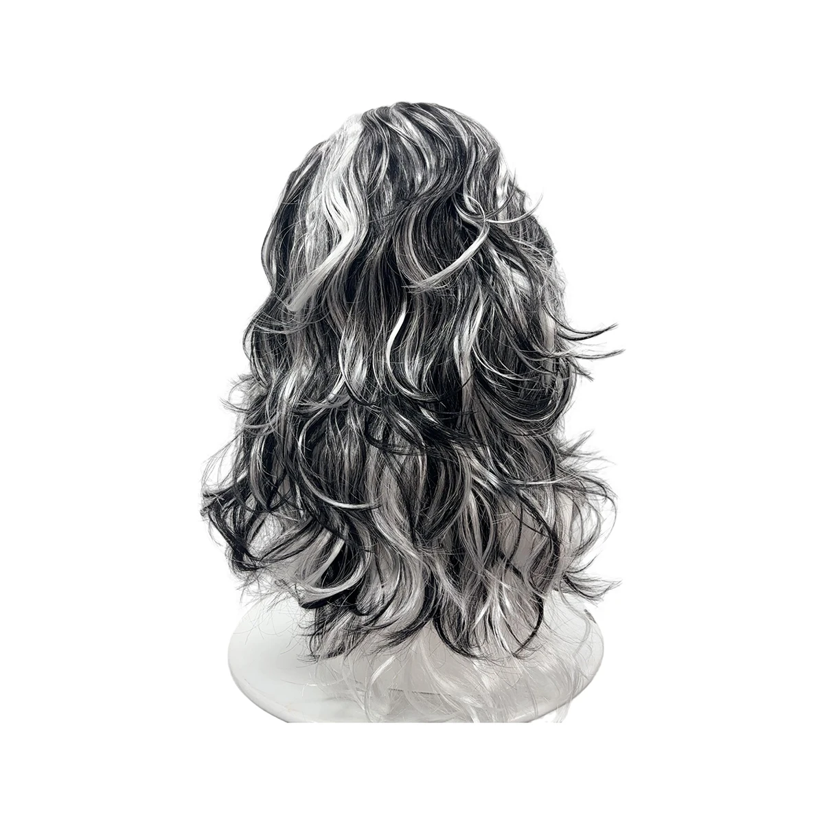 Medium Wavy Synthetic Wig, Black White Highlight