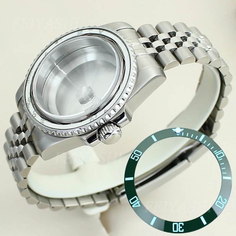 40mm Watch Case 20mm Jubilee Bracelet Luminous Bezel For Seiko NH35 NH34 NH36/38 Miyota 8215 ETA 2824 Movement 28.5mm Dial Parts