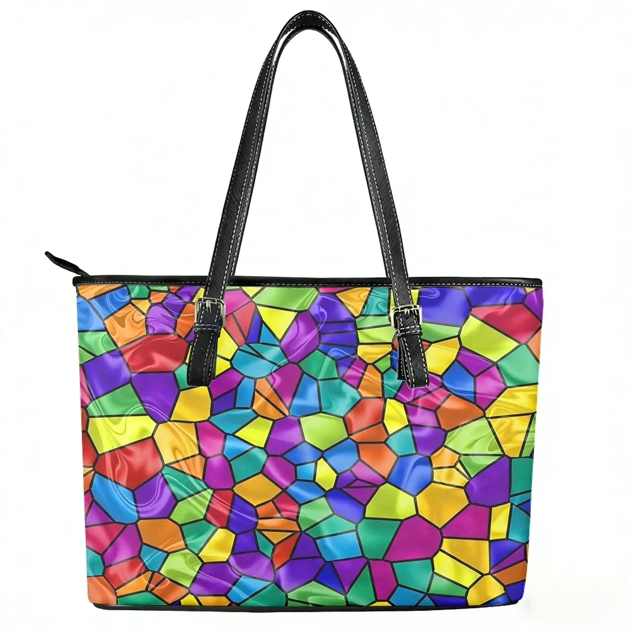 Custom Abstract Multicolor Custom Handbag Womens Mens Personalized Tote Bag Shoulder Bag Business Leather Purse Travel Bag Gift