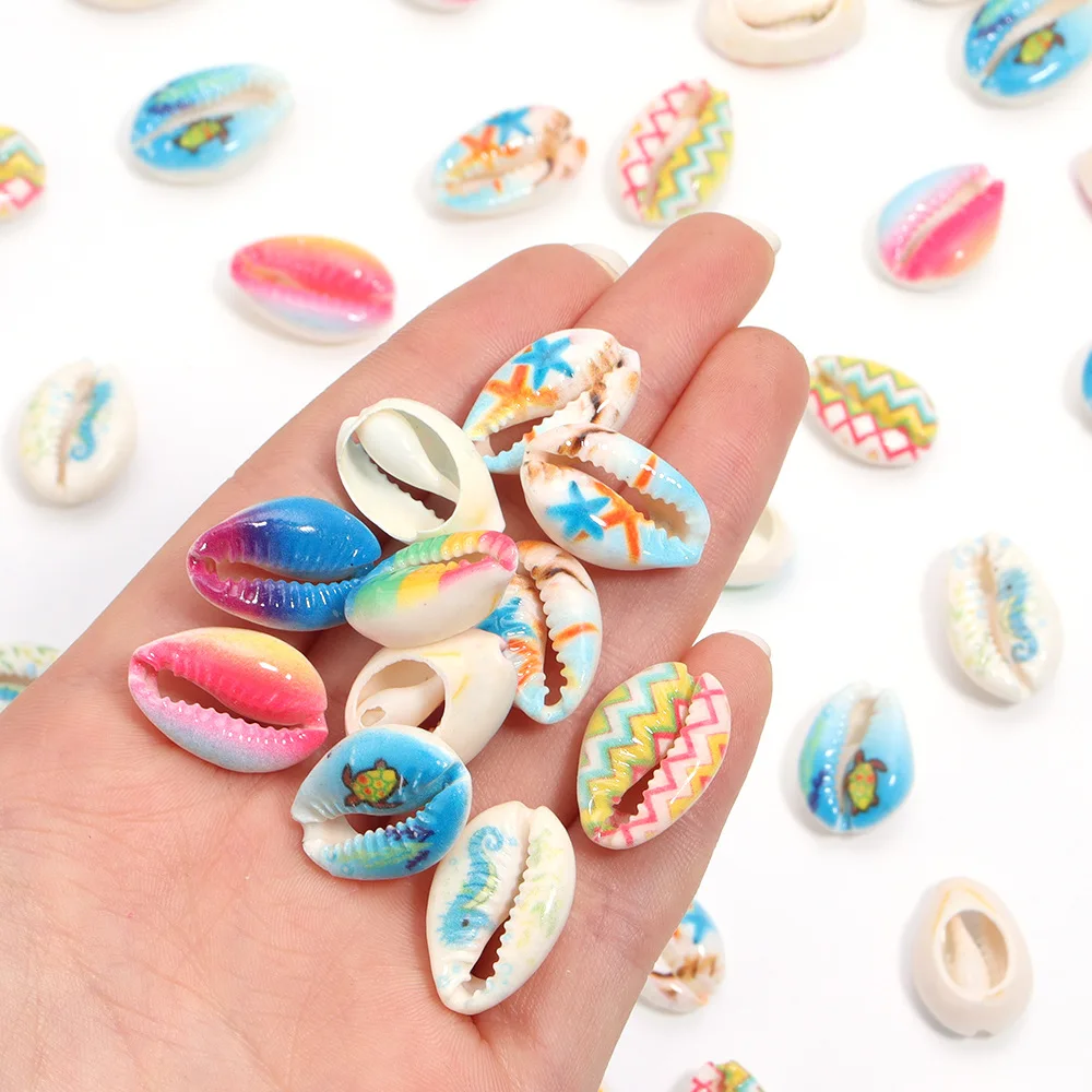 10-50pcs Mix Color Painted Natural Sea Shells Conch Beads For Sandy Beach Jewelry Making DIY Necklace Bracelet Accessories