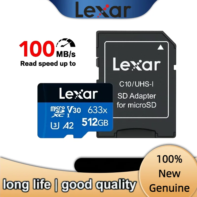 Tarjeta de Memoria Lexar 100% Original Clase 10 A1 de 256GB 128GB 64GB SDXC V30 U3 32GB SDHC V10 U1 Lexar 633x Micro SD Flash Microsd
