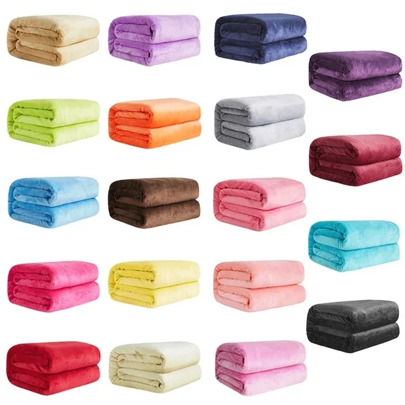 Flanelldecken aus Korallenfleece für Betten, einfarbig, blau, rosa, weich, warm, dünn, Tagesdecke, Sofabezug, Kunstfell, karierte Decke