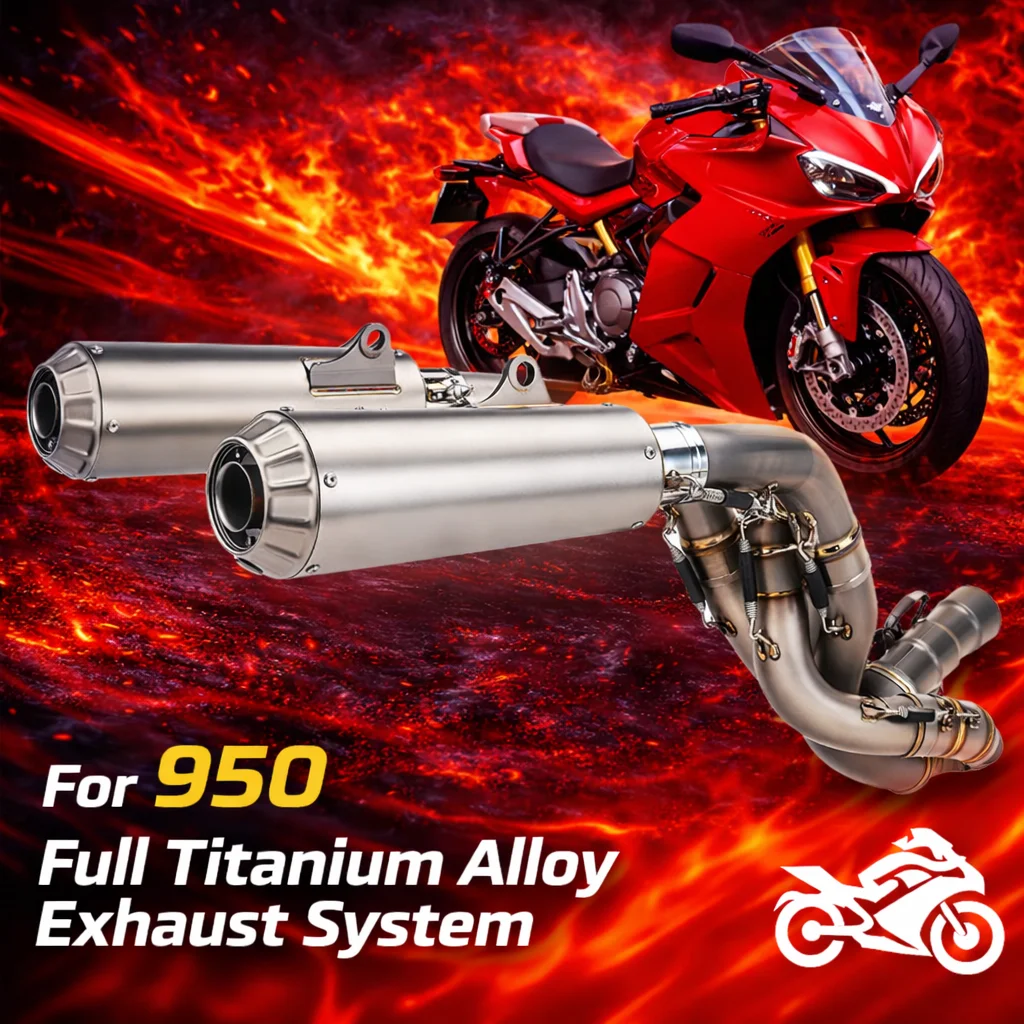 

SuperSport 950 Motorcycle Exhaust System Mid Link Pipe Titanium Alloy Front Dual Outlet Muffler 51mm Slip On DB Killer Modified
