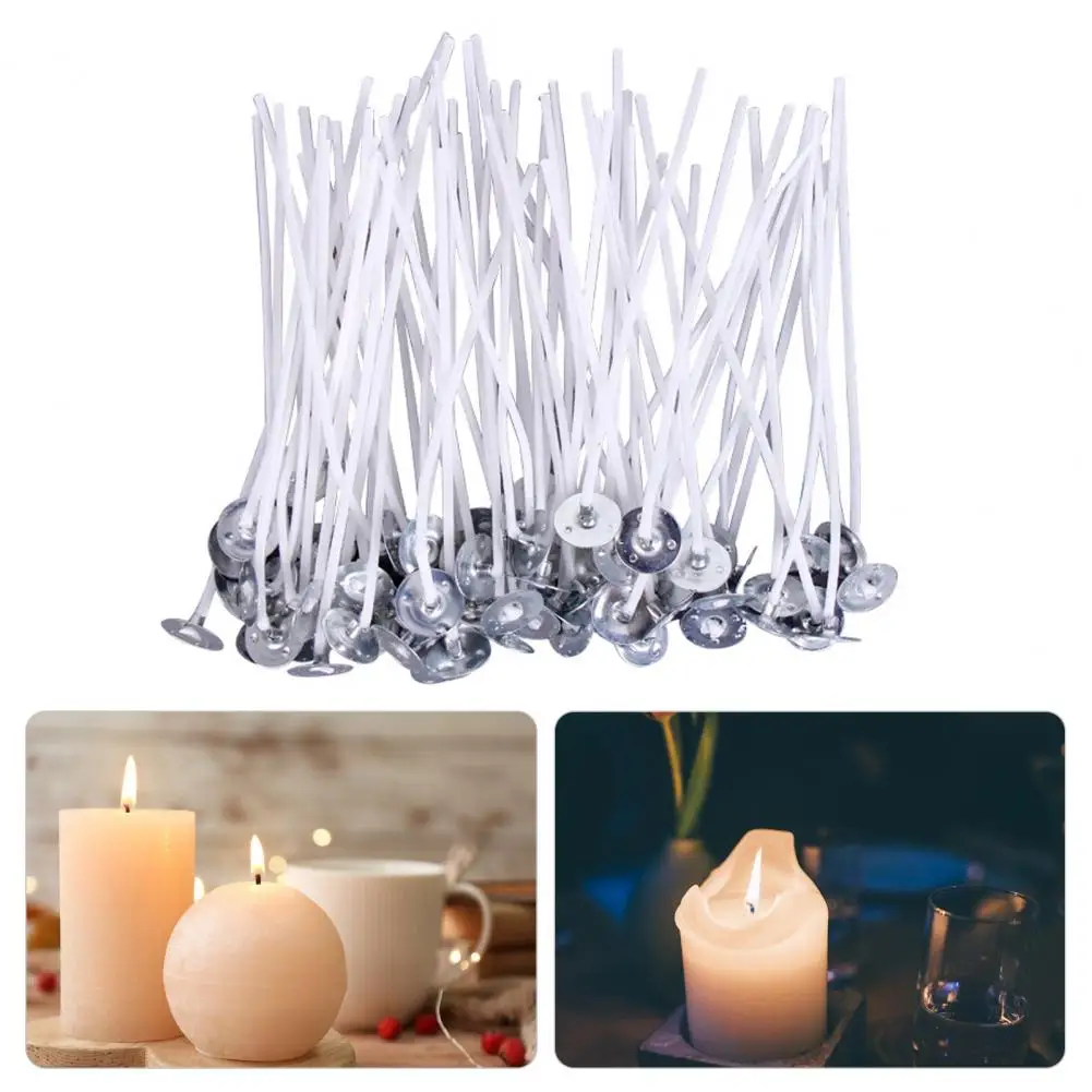 50 Pcs Cotton Candle Wicks Natural Eco-friendly No Odor Low Smoke Slow Burning Candle Wicks DIY Making Kit Pre-Waxed For Soya