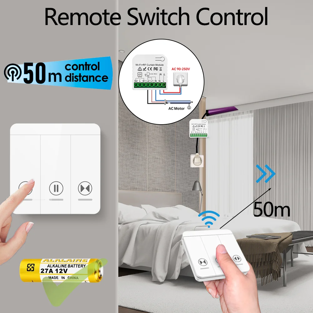 Interruttore Tapparelle 2.4GHz WiFi, Interruttore Wireless Mobile RF 433 Modulo Di Controllo Timer Per Tende Tapparelle Elettriche Compatibile Con