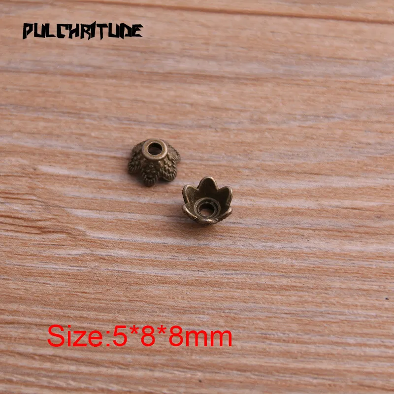 60pcs 5*8*8mm Two Color Receptacle Hollow MINI Flower DIY Spaced Jewelry Accessories Charms For Jewelry Making