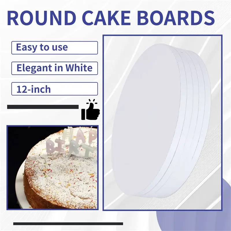 ABCA-Cake Boards,12 Inch Cake Drum Cake Boards 12 Inch Round - Bend Resistant Multi-Layered Cake Base For Displays Easy To Use 5