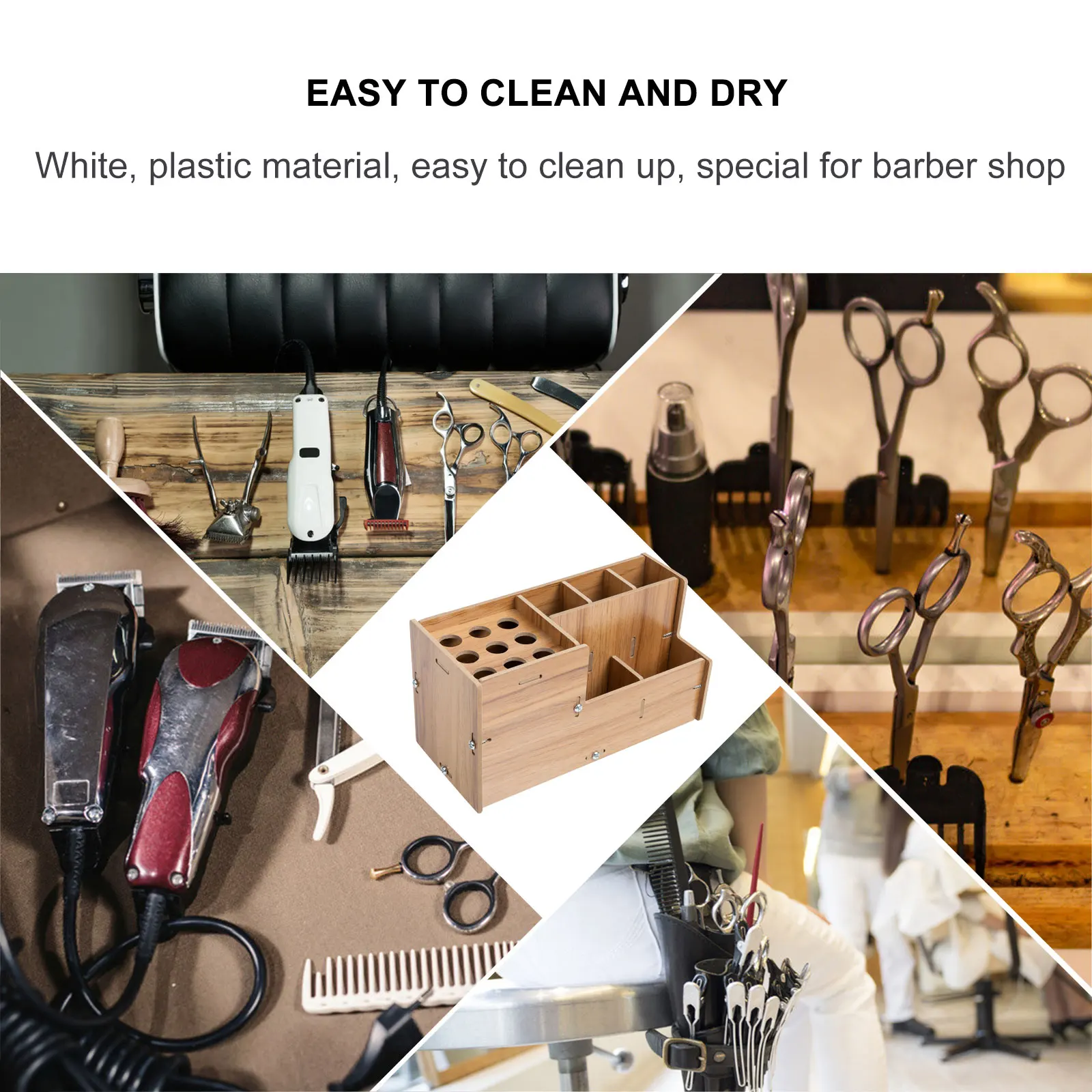 

Multifunctional Wooden Salon Storage Box Hairstyling Scissor Stand For Combs Scissors Barbershop Tool Organizer Rack Display