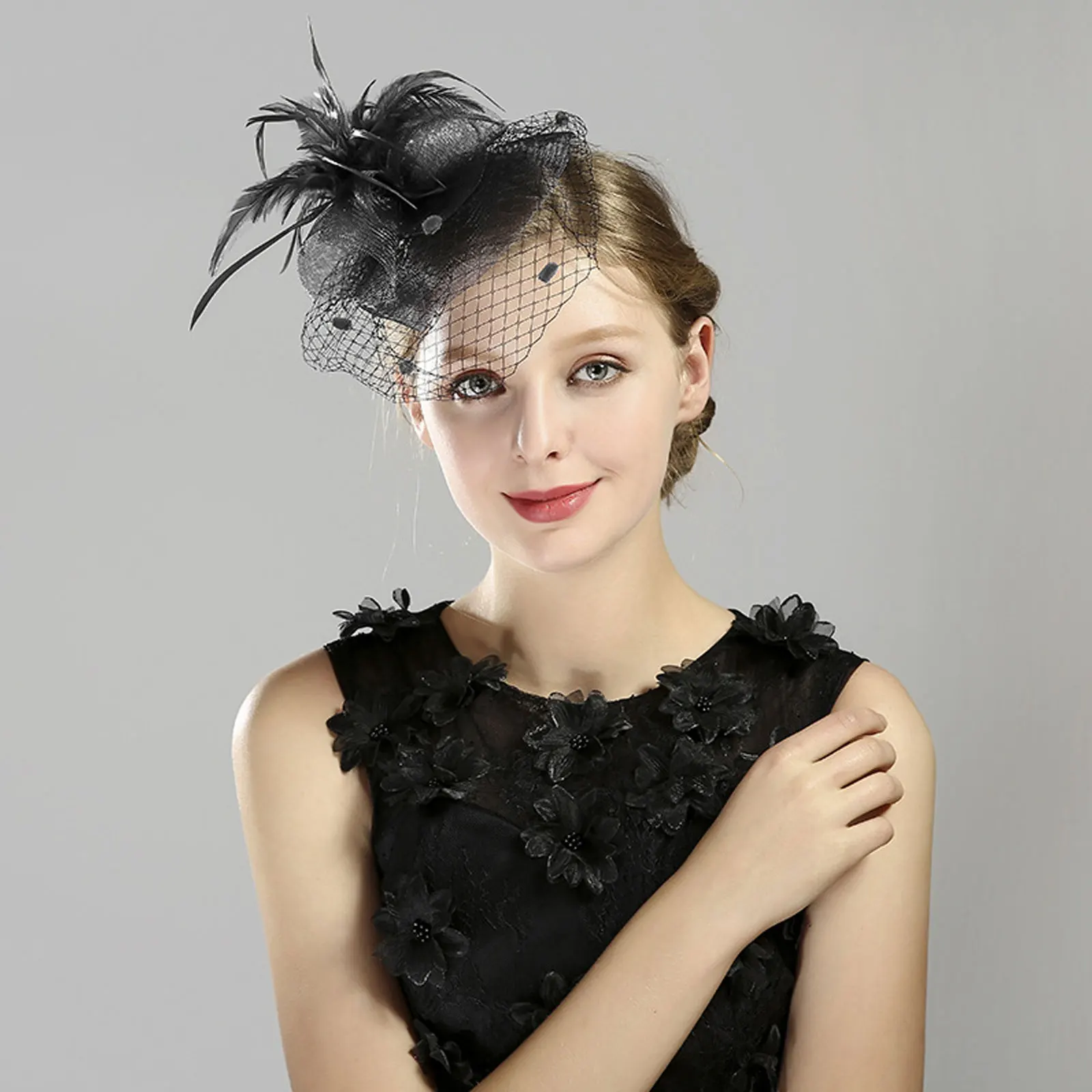 

1pc Mesh Hat Headdress For Women Party Prom Wedding Banquet Lightweight Chic Gauze Hair Headwear Hat Accessory