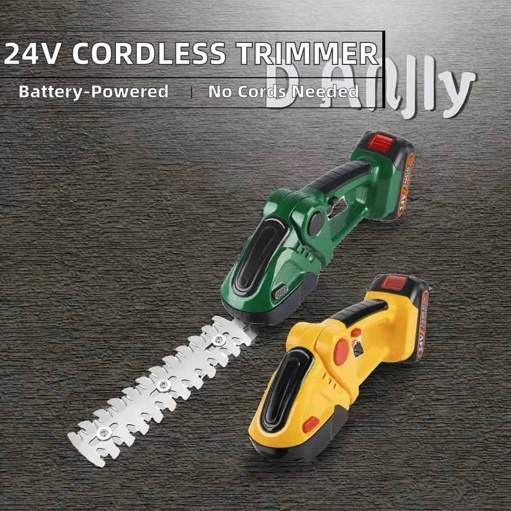 24V 2 in 1 Electric Hedge Trimmer High Power Household Lawn Mower Cordless Portable Rechargeable Trimmer for Garden Weeding DIY