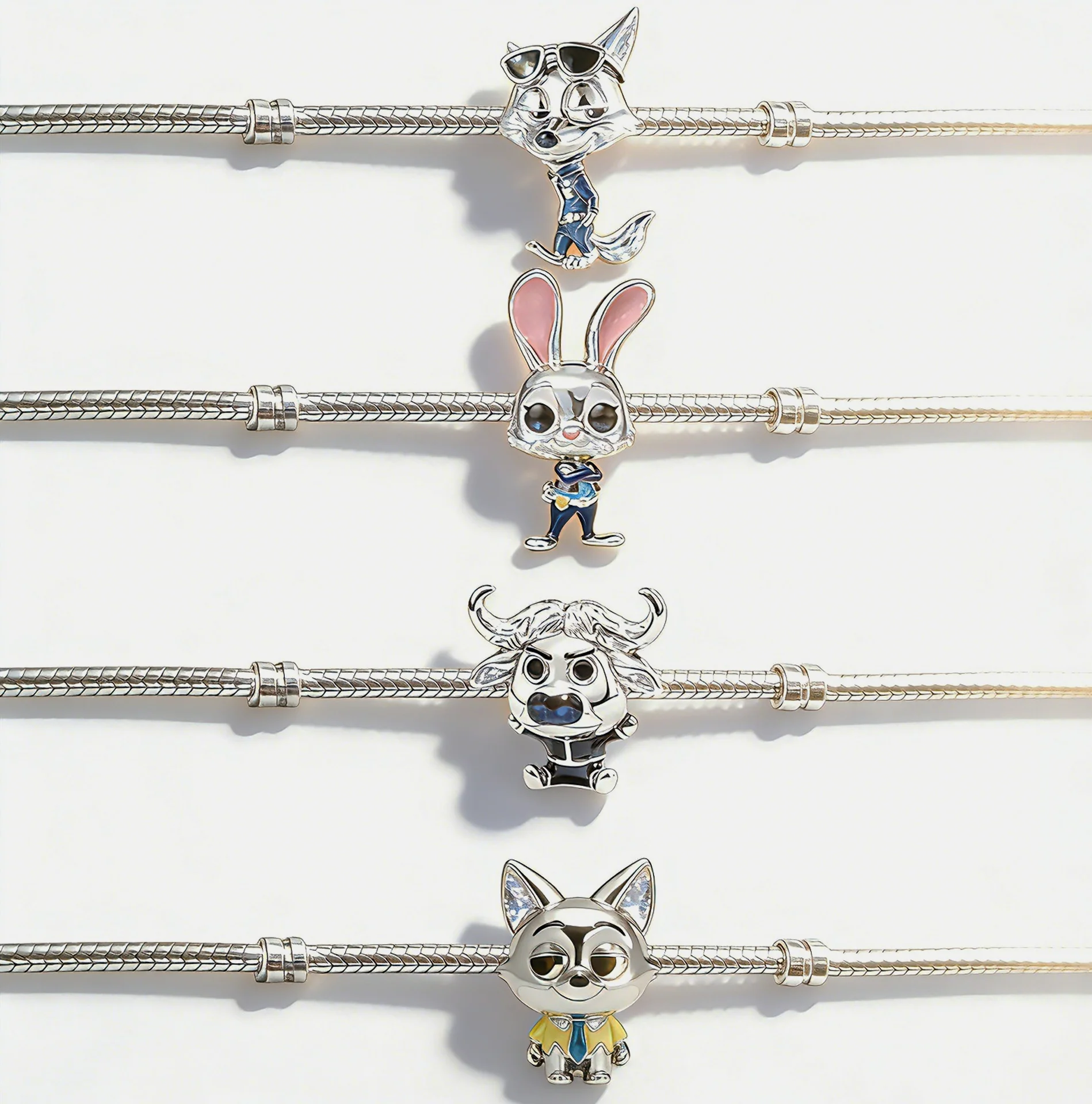 

Тщательно отобранные блестящие бусины-шармы серии «Зоопарк» (кролик, лиса, корова) для самостоятельного изготовления украшений, совместимые с оригинальными браслетами-змейками, подарок