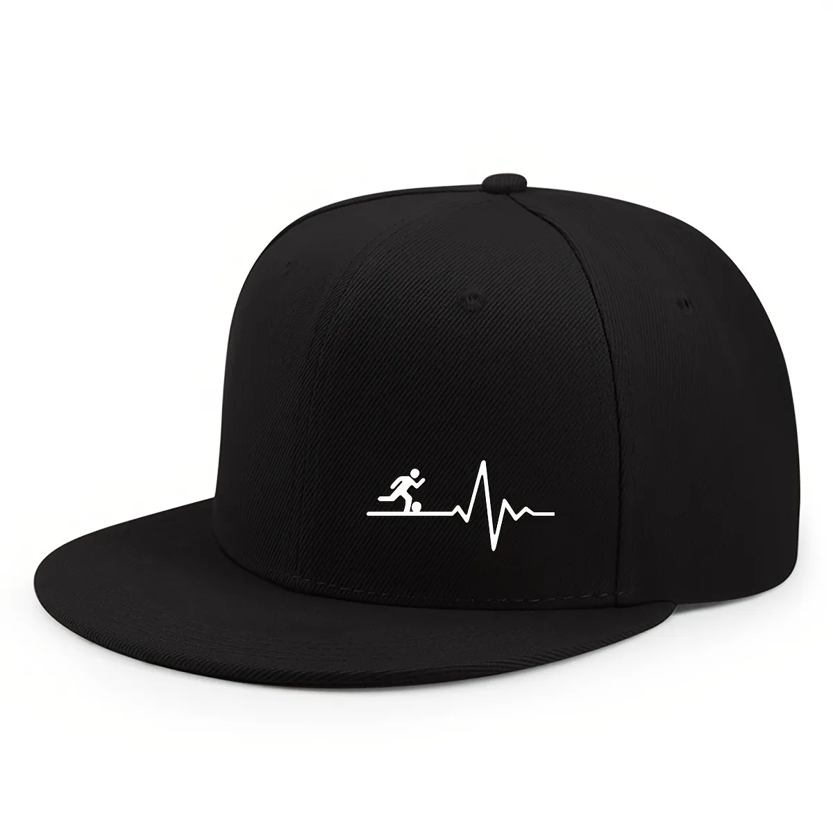 Czapka baseballowa z płaskim daszkiem, regulowana, poliestrowa, w stylu hip-hop, z motywem pulsowania serca piłkarza, typu snapback