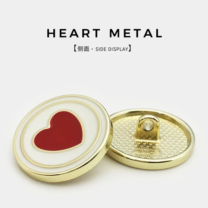 Boutons ronds en métal rouge amour pour femmes, 10 pièces, boutons de manteau, Trench-Coat, pull, veste, chemise décorative