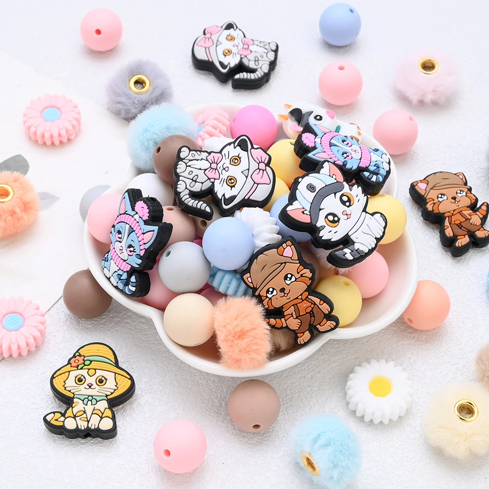 14Pcs Animal Silicone Beads Se - Baby Food Cat review and price