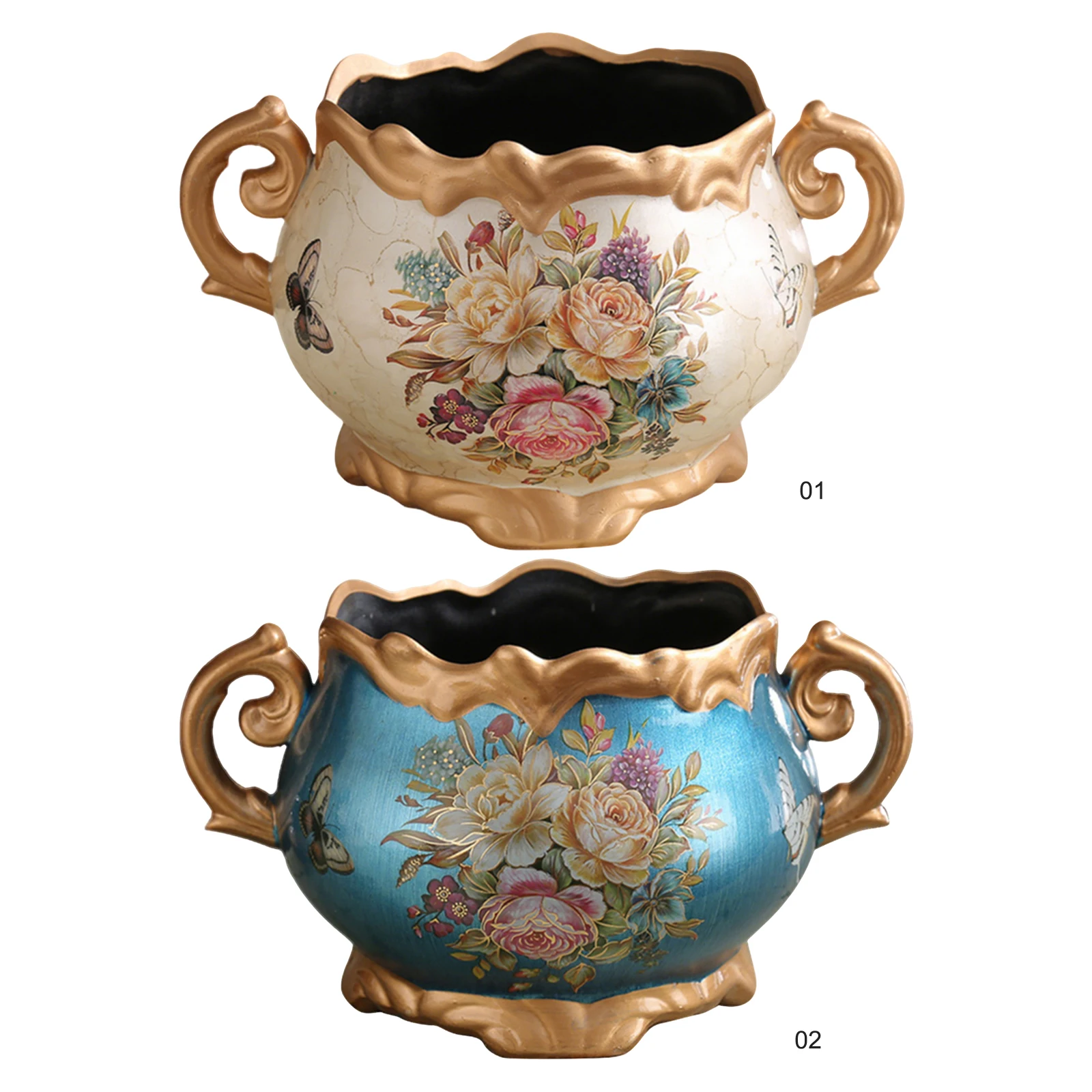 مزهرية سيراميك كلاسيكية أوروبية مع مقبض مزهرية لترتيب الزهور لسطح المكتب لغرفة المعيشة المنزلية وغرفة الطعام ورف الكتب والمكتب #3