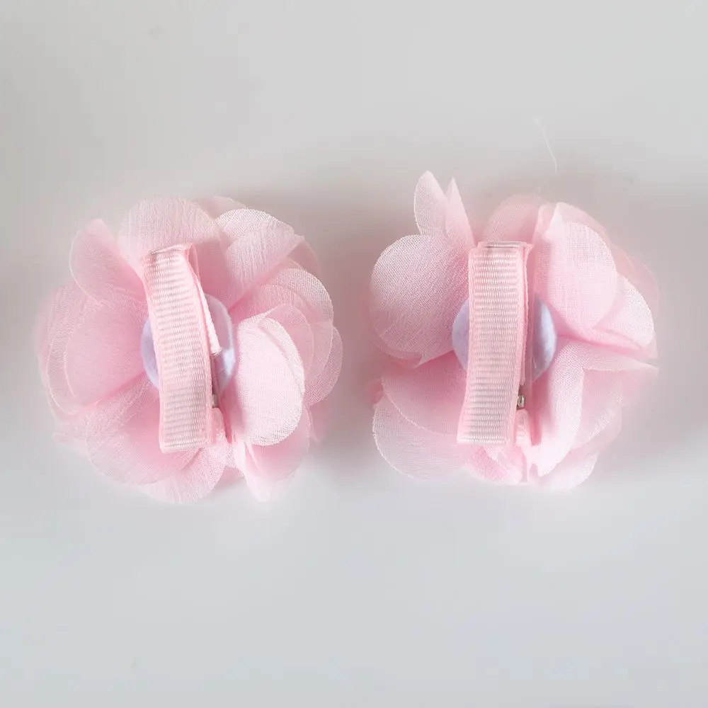 Baby hair solid Chiffon Flower clips Newborn baby Mini Hair Clips Hair Accessories Kids Hair Barrettes girls clips 2pcs/lot