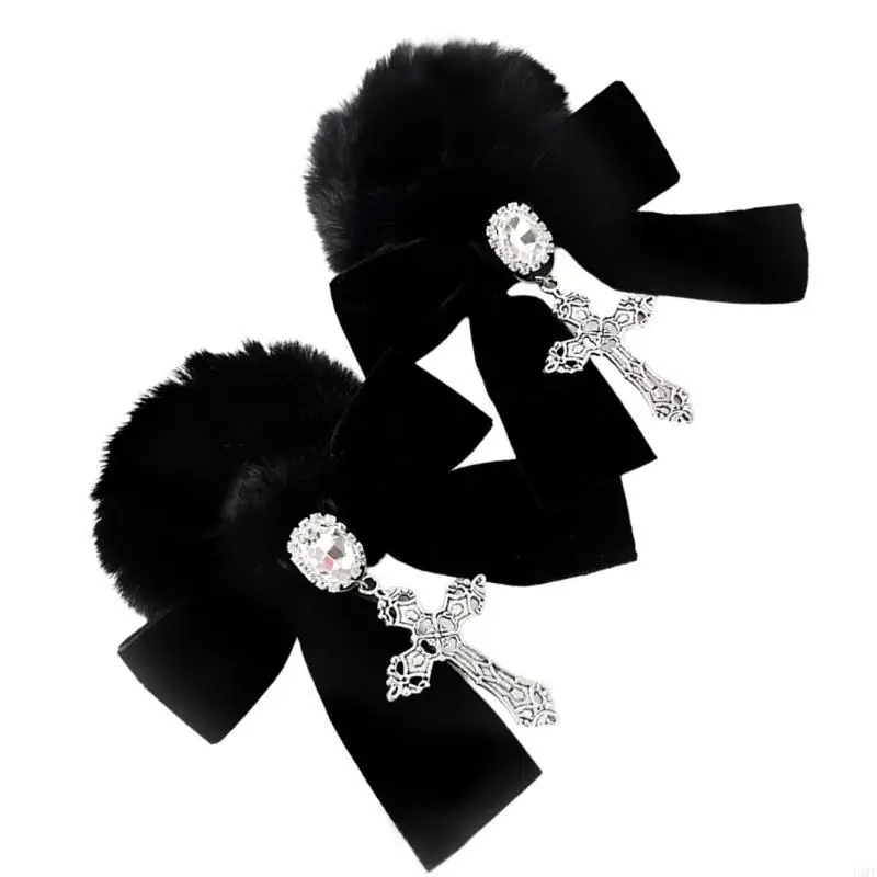 

49MF Delicate Bowknot Hairband Gothic Elastic Hair Scrunchies Fashionable Ponytail Holder Perfect for Everyday Hairstyles