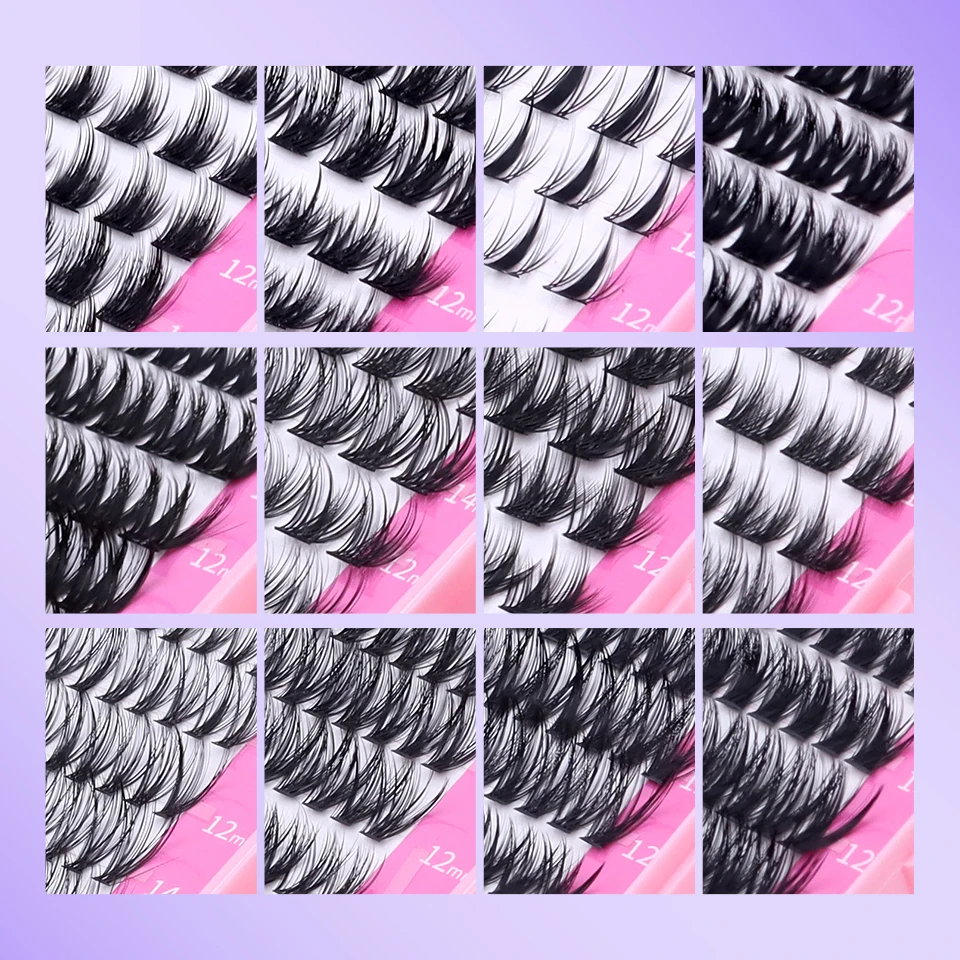 DIY Wimpernverlängerung Mix Styles Wimperncluster individuell mit Bond & Seal Remover Pinzette Wimpernbürste für selbstzutragendes Make-up