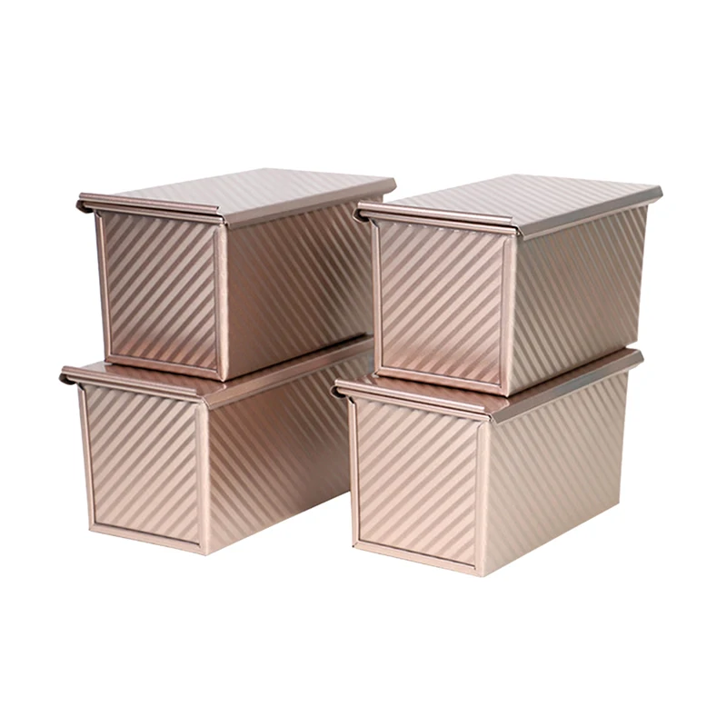 1 unidad de molde rectangular para pan con tapa, antiadherente, corrugado, de acero aluminizado, para hornear en horno, para pasteles y tostadas