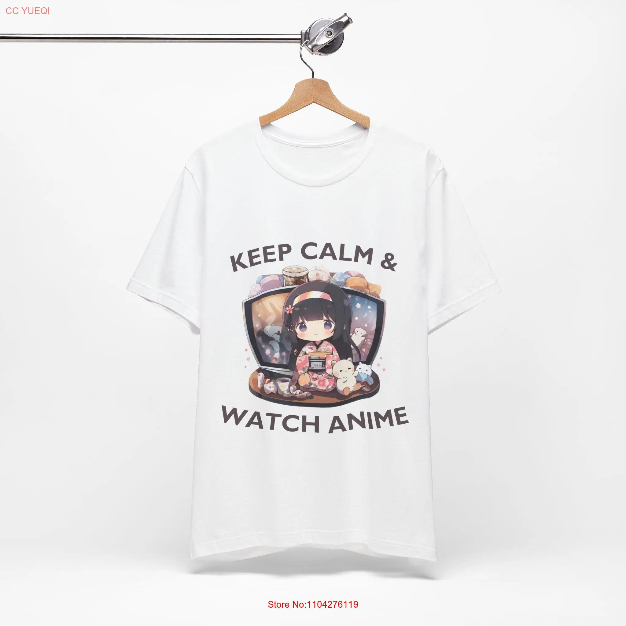 Chibi Girl Keep Calm and Watch Anime T Shirt Cute Kawaii Apparel long or short sleeves