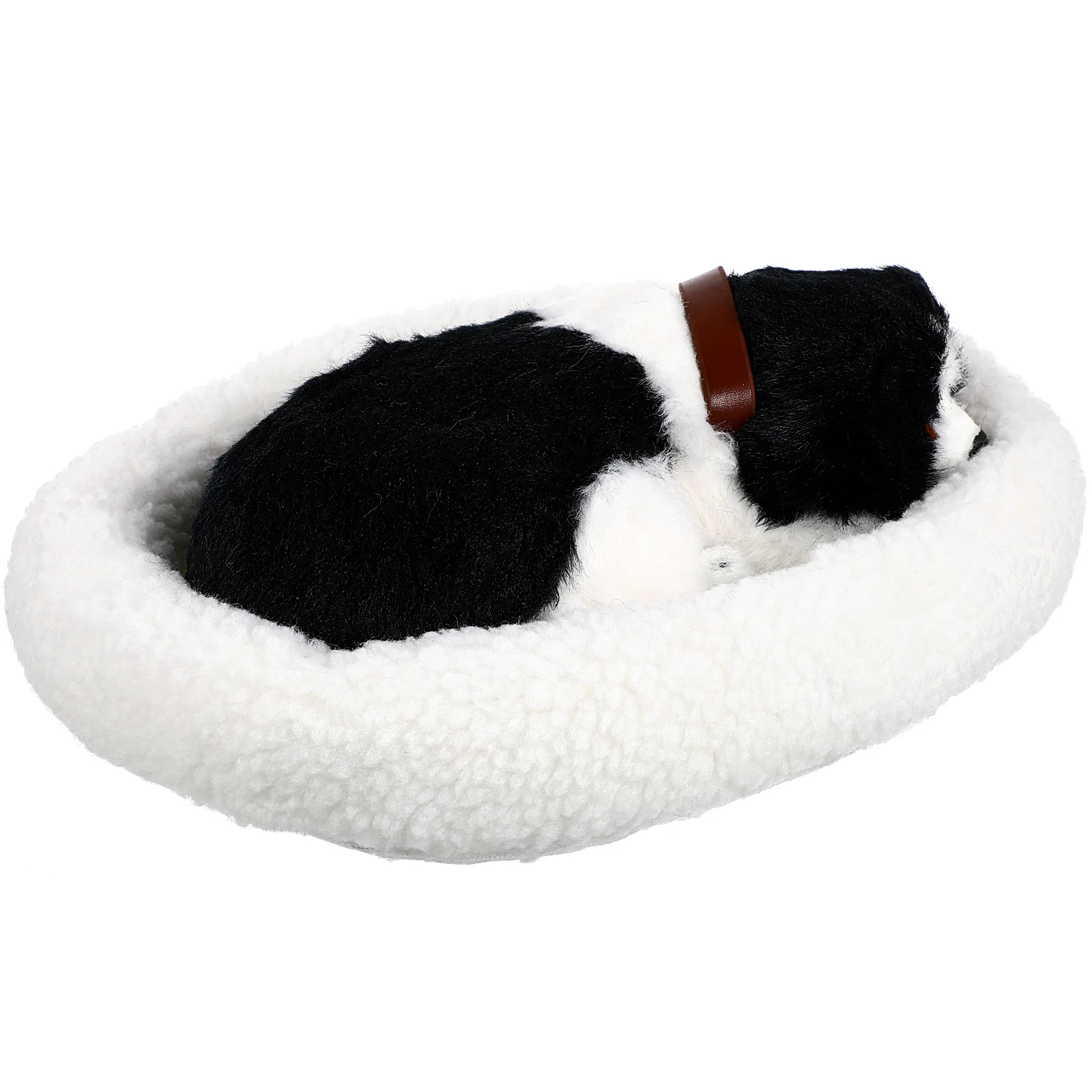 Simulated Plush Sleeping Dog Model Ornaments Stuffed Fake Realistic Breathing Lifelike Internal Polyethylene Rigid Hollow