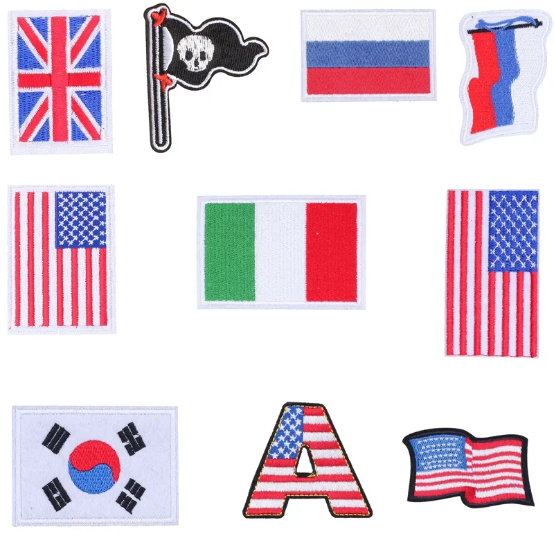 National Flag Badge Patch Iron on Patches for Clothing Sew on Stickers on Clothes for Kids Embroidered Patches for Appliques DIY