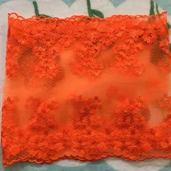 2Meters Orange Mesh Tulle Embroidery Lace Trimmings Dress Accessories Lace Fabric Sewing Crafts Doll Material