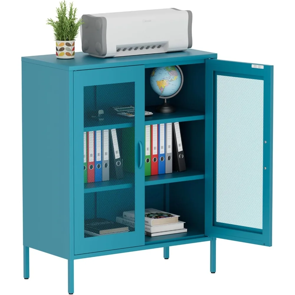 

Metal Storage Cabinet with Mesh Doors,Steel Display Cabinet with Adjustable Shelves,Metal Office Storage Locker for Home Office,