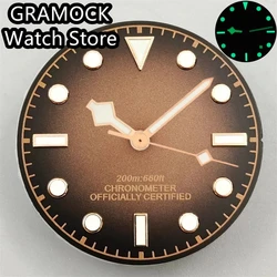 GRAMOCK 29mm rose gold edge time mark dial Green luminous fit NH35 NH36 ETA2824 2836 Miyota8215 DG2813 3804 PT5000 movement