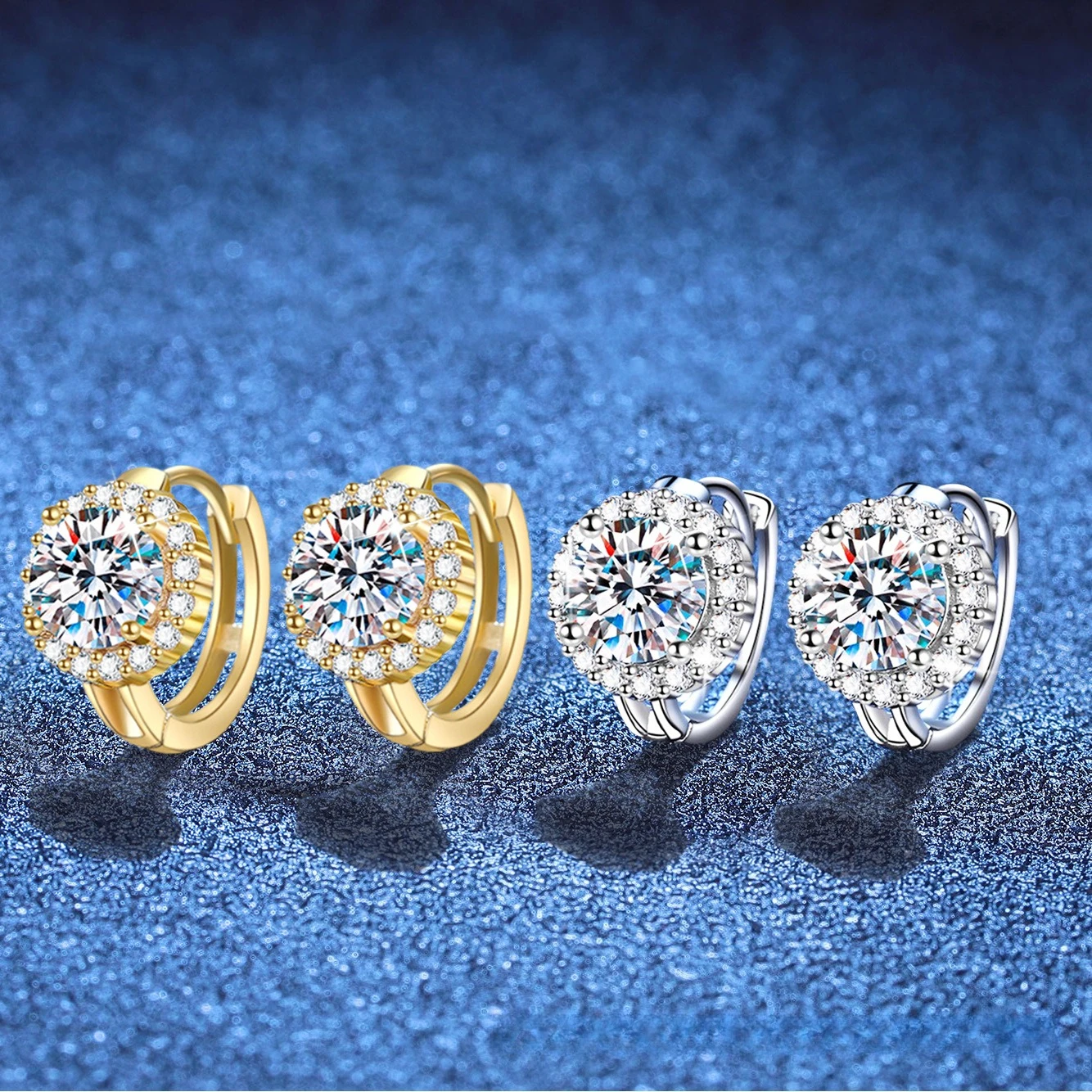 

Sparkling Moissanite Earrings S925 Silver with White Yellow Gold Plated Wedding Party Hoop Earring For Women