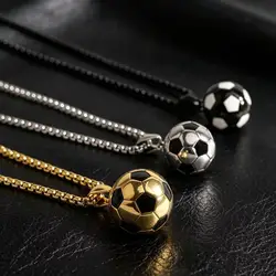 HNSP 316L Stainless Steel Football Pendant Chain Necklace For Men Boy Jewelry Soccer Accessories Gift
