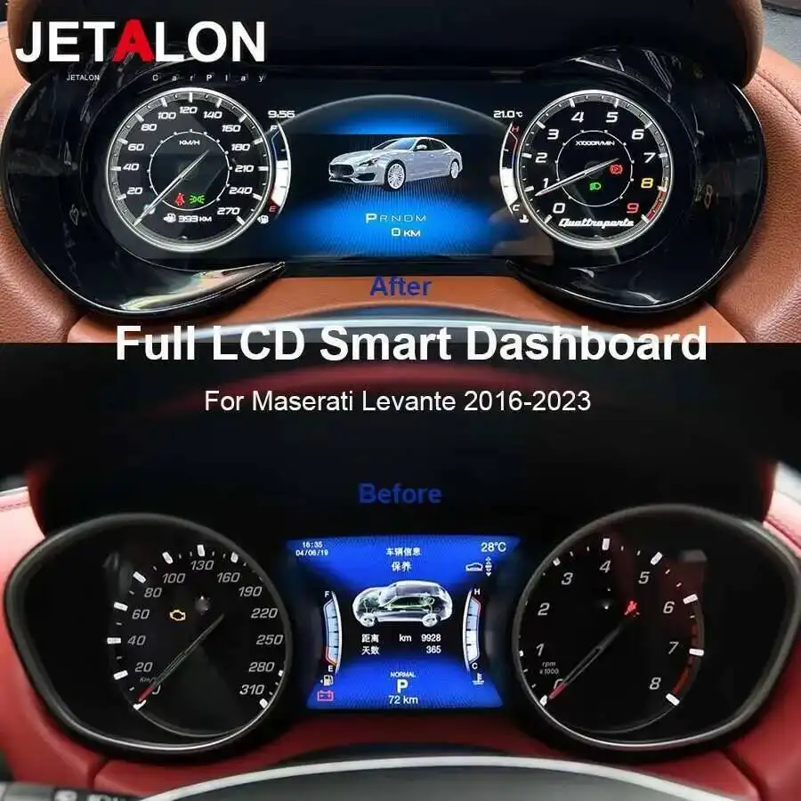 Linux Car Full LCD AI Digital Instrument For Maserati Levante 2016-2023 Speedometer Dashboard Panel Odometer Virtual Cockpit