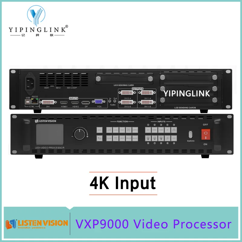 

Прослушивание VXP9000 4K входной видеопроцессор с 4 выходами DVI поддержка Novastar Linsn Colorlight Huidu отправляющие карты