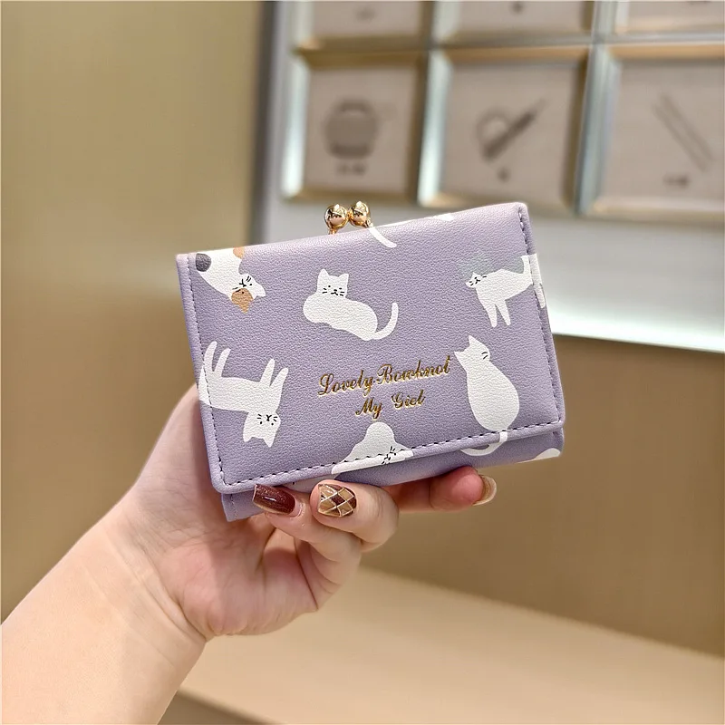 

Мини-милый женский кошелек с котом, женский милый кошелек, складной женский держатель для кредитных карт, несколько слотов для карт, складные кошельки с героями мультфильмов