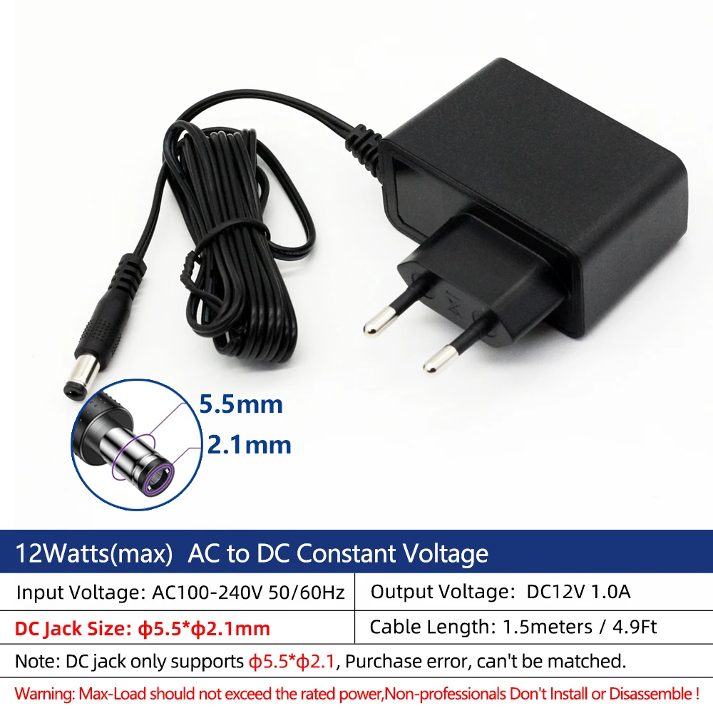 AC 110-240V to DC 12V 1A 5.5MM*2.1MM Universal Power Adapter Supply Charger Conversion Switch EU LED Driver