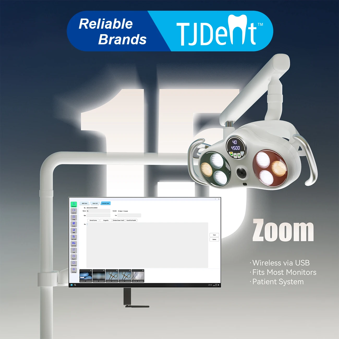 

Стоматологическая лампа TJDent с шестью светодиодами, интегрированная с камерой, бестеневая, для стоматологического кресла, оборудование для стоматологии